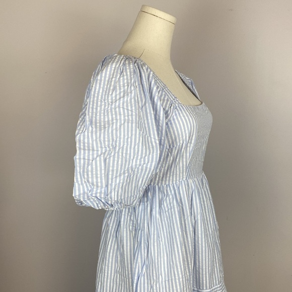 MINKPINK Milani Tiered Midi Dress in Blue & White Small - Picture 10 of 16